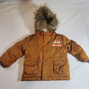 Cat & Jack Toddler Winter Coat Faux Fur Trim Hooded Jacket